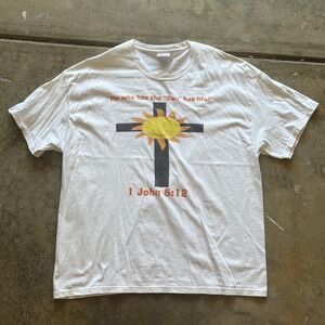 Hanes Heavyweight 2XL Graphic T-Shirt Christian Religious White Mens